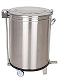 Beeketal 'BGA-100' Gastro Treteimer Mülleimer 100l aus Edelstahl - Küchen Abfalleimer Tonne mit Deckel (abnehmbar), Rollen, Transportgriff und mit manuellem Fußhebel