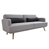 Invicta Interior Elegantes 3-Sitzer Sofa Studio 200cm grau mit Schlaffunktion Schlafsofa