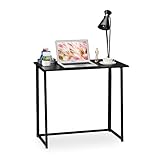 Relaxdays Schreibtisch klappbar, platzsparender Bürotisch zum Klappen, Home Office, Jugendzimmer, 74,5x80x45cm, schwarz