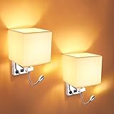 OurLeeme Bedside Wandleuchte Lampenschirm, 2 in 1 LED Leselampe Moderne Hotel Schlafzimmer Wandleuchte2 Kippschalter für Wohnzimmer Schlafzimmer,2pcs(ohne Glühbirne)