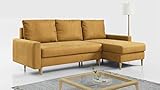 MKS Meble Ecksofa - L-Form Sofa Mit Schlaffunktion - Wohnlandschaft - Wohnzimmer L Couch - Polstersofa mit Bettkasten - Gelb LANG