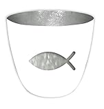 4 STK Windlichter Metall Fisch 10x8cm Weiss Silber Farben Kommunion Konfirmation Taufe Hochzeit Inri Jesu Kerzenhalter Teelichthalter Fische Dekofisch Fischglas Fisch Windlicht