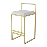 NOIRR Barhocker Barhöhe mit Rückenlehne und Fußstütze 1PC, hohe Barstühle aus Samt mit goldenen Metallbeinen, gepolsterte Thekenhöhe für die Küche, Sitzhöhe 75 cm (weiß 65 cm)