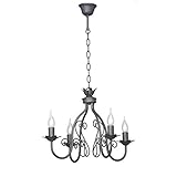 VITALUCE Kronleuchter, VE3334/4, Eleganter Stil, 4-flammigxE14 max 40W, Farbe: Schwarz, Material: Metall, H63xB53xL53, 1,23 kg