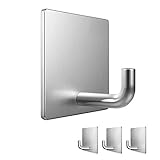 ,Selbstklebender Hochleistungshaken aus gebürstetem Edelstahl, wasserdicht, ölbeständig, korrosionsbeständig, kein Stanzen, Wandhaken for Badezimmer und Küche, geeignet for Handtücher, Bademäntel, Ges