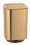 WENKO Schwingdeckeleimer Auron Gold - Kosmetikeimer mit Schwingdeckel, Badeimer Fassungsvermögen: 5.5 l, Kunststoff, 17.2 x 25.5 x 17.2 cm, Gold