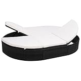 Camerina Outdoor-Loungebett mit Kissen Tagesbett Outdoor Liege Lounge Outdoor Gartenbett Outdoor Poly Rattan Schwarz