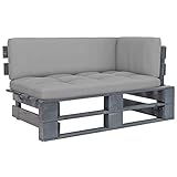BULANED Garten-Paletten-Ecksofa, Balkonmöbel, Kleines Sofa, Balkon Möbel, Gartenmöbel, Gartenlounge, Terrassen Sofa, Balkon Sofa, Grau Imprägniertes Kiefernholz