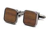 NaturSchatulle Manschettenknöpfe Herren Holz I 1 Paar Schwarz Manschettenknopf Eckig Hemd Hochzeit Anzug Männer Cufflinks for Men