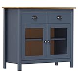 JUNZAI Sideboard, Kommode Schlafzimmer, Schlafzimmer Möbel, Esszimmer Schrank, Komodenschrank, Büromöbel, Buffetschrank, Hill Grau 90x40x80 cm Massivholz Kiefer