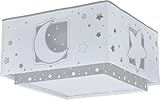 Dalber Deckenleuchte für Kinder Moonlight Mond und Sterne Grau, Deckenlampe Kinderzimmer