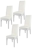 t m c s Tommychairs - 4er Set Moderne Stühle Luisa für Küche und Esszimmer, robuste Struktur aus lackiertem Buchenholz Farbe Weiss, Gepolstert und mit weissem Kunstleder bezogen