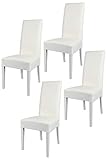 t m c s Tommychairs - 4er Set Moderne Stühle Luisa für Küche und Esszimmer, robuste Struktur aus lackiertem Buchenholz Farbe Weiss, Gepolstert und mit weissem Kunstleder bezogen