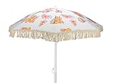 Meinposten Sonnenschirm UV-Schutz 30+ Strandschirm mit Fransen Balkonschirm Schirm Ø 160 cm