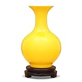 Blumenvase Desktop-Vase Reine gelbe Keramikvase Chinesische Retro-handgemachte Porzellanvasen 14,7 Zoll Große Deko-Blumenvase mit Bodenvase for Dekor (Size : 1)