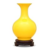 Blumenvase Desktop-Vase Reine gelbe Keramikvase Chinesische Retro-handgemachte Porzellanvasen 14,7 Zoll Große Deko-Blumenvase mit Bodenvase for Dekor (Size : 1)