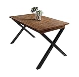 lukmebel Tisch X-Art Ausziehtisch 150-198 cm Wohnzimmertisch Tisch ausziehbarer Esstisch modern elegant Sofatisch Wohnzimmer Eiche Metallrahmen in Schwarz (Schwarz/Stirling Eiche)
