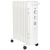 ANJI DEPOT 2500W 11Fin Ölradiator, Heizgeräte, Heizlüfter, Elektroheizkörper, Tragbare Elektrische Heizung mit Einstellbarer Temperatur - Weiß