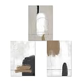 3 Stück Abstrakte Linienpinsel-Poster Aus Der Mitte Des Jahrhunderts Wandkunst Leinwandgemälde Druckbilder Wohnzimmer Inneneinrichtung Schlafzimmer Heim Dekoration-50*70Cm/20*27 Zoll (Ohne Rahmen)