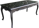 Casa Padrino Barock Esstisch mit Glasplatte Schwarz - Handgefertigter Esszimmer Tisch im Barockstil - Esszimmer Möbel im Barockstil - Barock Möbel - Barock Einrichtung
