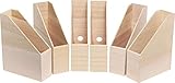 VBS 6er-Pack Stehsammler aus Holz Zeitschriftenbox Steh-Ordner Zeitschriftensammler mit Griffloch 25x9x32cm