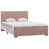 vidaXL Polsterbett Klassisch Bett Doppelbett Stoffbett Ehebett Schlafzimmerbett Bettgestell Bettrahmen Lattenrost Rosa Samt 120x200cm