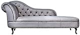 Casa Padrino Chesterfield Recamiere/Chaiselongue Silbergrau aus dem Hause Wohnzimmer Liege Sofa