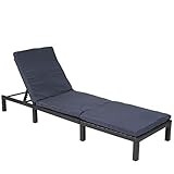 Mendler Poly-Rattan Sonnenliege HWC-A51, Relaxliege Gartenliege Liege - Basic anthrazit, Kissen grau