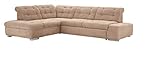 Cavadore Ecksofa Pales mit Kopfteilverstellung, Polsterecke im modernen Design, 280 x 75-84 x 227, Softstruktur Beige