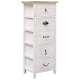 vidaXL Paulownia Holz Beistellschrank mit 5 Schubladen Nachtschrank Schubladenschrank Kommode Nachttisch Flurschrank Telefontisch 35x25x87cm