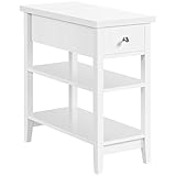 Yaheetech Nachttisch Schmaler Nachtschrank mit Schublade und 2 Ablagefächern Boxspringbett Nachtkommode Sofatisch Telefontisch für Wohnzimmer/Schlafzimmer, 30x61,5×60cm