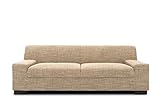 DOMO Collection Norma Sofa , 3-Sitzer Couch , 3er Garnitur, 212x85x74 cm , Strukturstoff beige braun