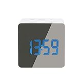 FIONEL Wecker Alarm Mini LED Wecker Digitalkind Elektronische Wecker Bildschirmspiegel Temperatur Uhr mit Snooze-Funktion Schreibtischuhr, blau grün weiß Nachttisch Wecker (Color : 1)