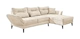 Home4You Ecksofa - Creme - 303 x 192 cm - Breitcord - manuelle Relaxfunktion