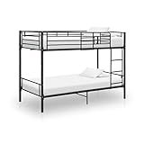 Hommdiy Etagenbett Kinderbett Hochbett Metallbett Bett Stockbett Bettgestell Doppelstockbett Schlafzimmer Kinderzimmer Schwarz Metall 90×200 cm