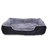 lionto Hundebett Hundekissen Hundekörbchen mit Wendekissen, (XL) 90x70 cm grau/schwarz