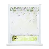 ESLIR Raffrollo ohne Bohren Voile Transparente Raffgardine mit Ösen Gardinen mit U-Haken Ösenrollo Modern Vorhänge Schmetterling Muster BxH 100x140cm 1 Stück