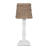 Tischleuchte LONG ISLAND shabby weiß braun Rattanlampenschirm Hamptons für Tischlampe E14