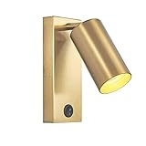 OUSIKA Leichte Luxus-Wandleuchte mit goldener Wandhalterung, einfache, um 350 ° drehbare Wandstrahler, Eisenkunst-Nachttisch-Lesewandleuchte, kreativer Strahler, for Schlafzimmer, Arbeitszimmer, Büro
