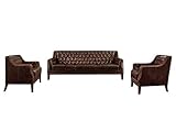 Vente-unique - Couchgarnitur Leder 3+2+1 Colbert - Braun