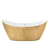 Casa Padrino Art Deco Badewanne freistehend Gold Modell He-Hyl 1730mm - Freistehende Retro Antik Jugendstil Badewanne