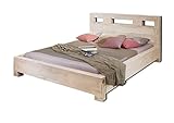 MASSIVMOEBEL24.DE Massivmöbel Akazie Bett 140x200 Holz Möbel massiv Nature White #203 getüncht