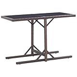 TECHPO Home Furniture Gartentisch Braun 110x53x72cm Größe Glas und Polyrattan