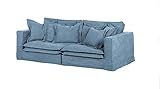 ROVERTI Stella Vier-Personen Sofa Grün 238 x 117 x 90 cm, Couch, hochwertige Federung, strapazierfähiger Polsterbezug, mit Kissen