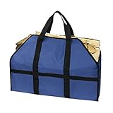 Firewood Bags Tote Garden Carry Bag Canvas Multifunctional Logging Bag Indoor Fireplace Outdoor Tote Camping Carry Bag Firewood Storage (Blue)