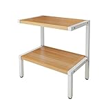 Druckerständer mit Stauraum Haushaltsdrucker Ständer mit 2 Tier Steel Wood Structure Legeflächen, Multi-Purpose Schreibtisch Organizer for Fax, Scanner, Files, Bücherregal für Datei-Organizer (Co