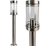 Grafner Design Edelstahl Wegeleuchte mit E27 Fassung, Höhe: 80 cm, IP44, ideal für smarte Leuchtmittel, Wegleuchte Weglampe Gartenlampe Gartenleuchte Standlampe Außenstandleuchte Pollerleuchte Außen