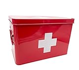 EeAaSsTy Hausapotheke Medikamenten Box Organisatoren Aufbewahrung Metallbox Verbandsschrank Robust gegen Feuchtigkeit und Verunreinigung von Medikamenten, sicher und bequem (Rot 31.5cm)
