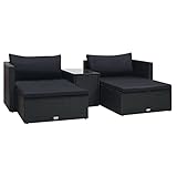 Keketa Gartenlounge mit Auflagen 5-TLG. Sofa Rattan Gartensofa Sitzgruppe Terrassenmöbel Ecksofa Lounge Set mit Sitzkissen für Garten Balkon und Terrasse Poly Rattan Schwarz