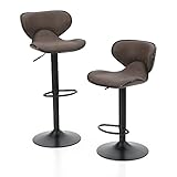 Best Villa 2er Set Barstuhl Höhenverstellbar Drehbar Barhocker aus PU-Leder mit Rückenlehne Fußstütze, Stylisch Tresenhocker Ergonomisch Küchenstühle Dining Chairs für Bar Küche Zuhause